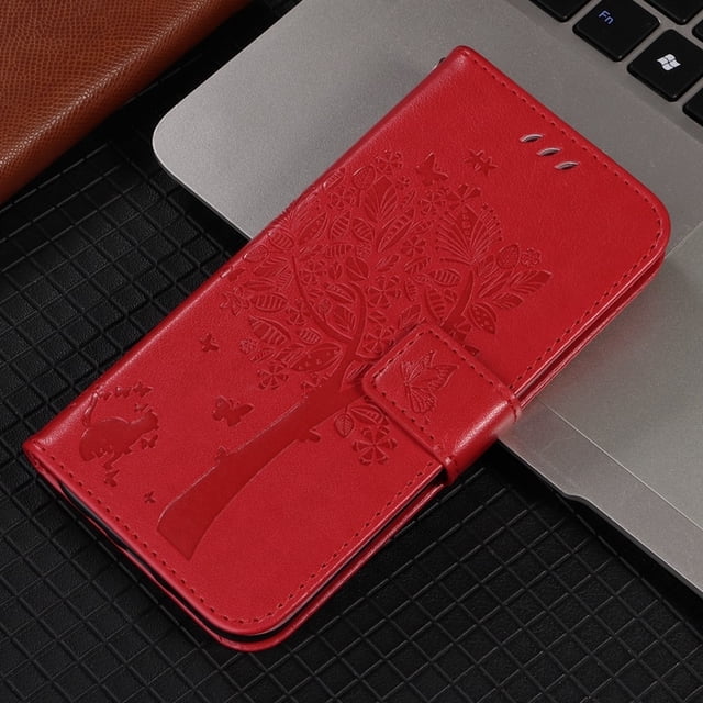 Funda de cuero con estampado de árbol tipo billetera para Samsung Galaxy A13 A14 A23 A24 A31 A34 A51 A52 A53 A54 S23 Ultra S22 Plus S21 FE S20 FE Tan Jianjun unisex