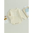 thumbnail image 3 of Bagilaanoe Newborn Baby Girl Knit Romper Sweater Long Sleeve Bodysuits Letter Embroidery Pullover 3M 6M 9M 12M 24M Infant Warm Jumpers Tops Fall Loose Knitwear, 3 of 8