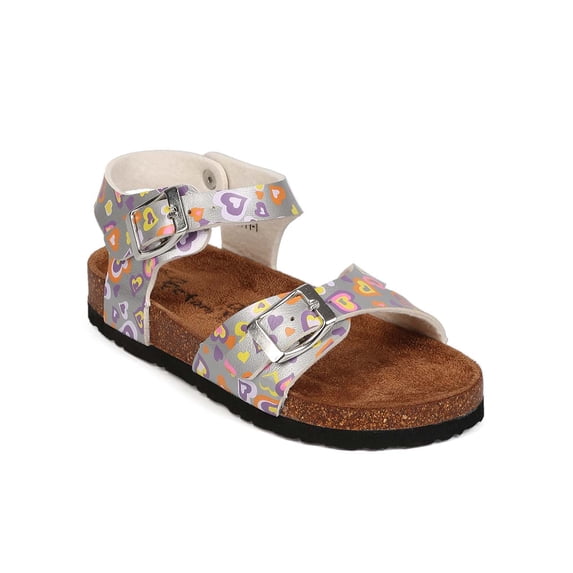 New Girl Betani Kitty-1 Floral PU Open Toe Ankle Strap Buckle Footbed Sandal
