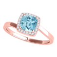 thumbnail image 3 of Mauli Jewels Rings for Women 2.35 Carat Cushion Cut Aquamarine And Diamond Ring prong 10K Solid Rose, White & Yellow Gold, 3 of 7