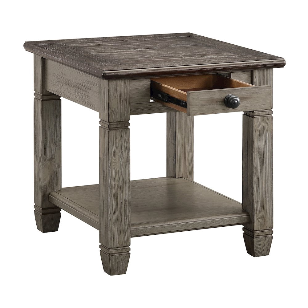 Lexicon Granby Wood 1 Drawer End Table in Antique Gray