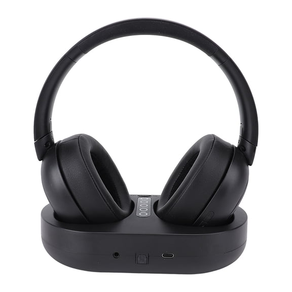 BIMZUC Wireless TV Headphone for Seniors, 2.4G 5.3 Over-Ear TV Headset with Smart Charging Dock Station, 50H Playtime, AUX Optical RCA Wired Wireless Connection, 24x23x8 cm / 9.4x9.1x3.1 in