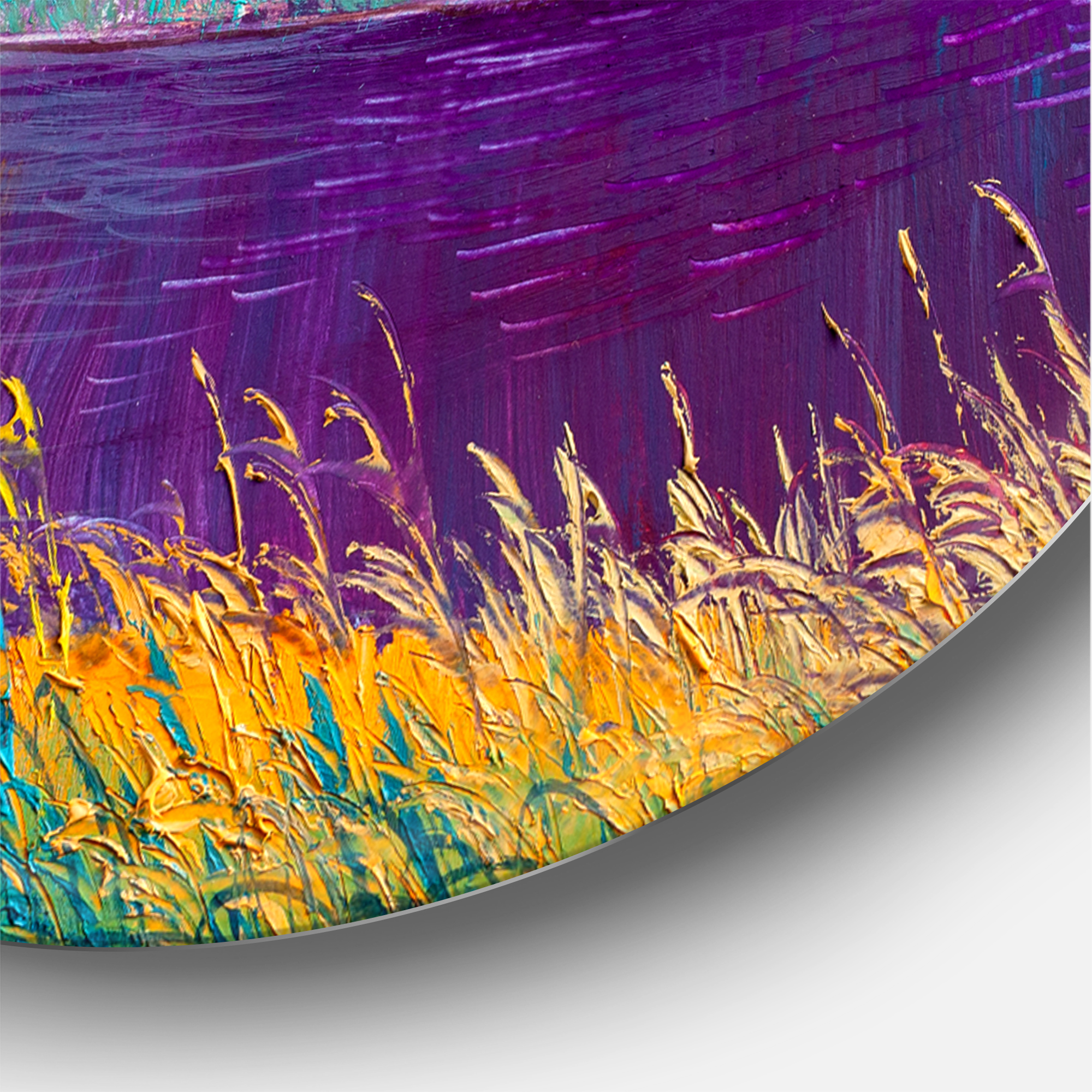 Designart 'Colorful Trees During Twilight Along River' Traditional Circle Metal Wall Art 36x36 - Disc of 36