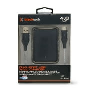Blackweb Dual-Port Wall Charger with 3' USB-C Cable, Black