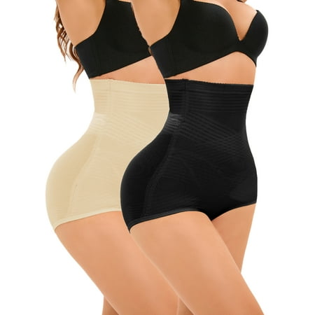 

LELINTA Women s 2 Pack Shapewear Butt Enhancer - for Bum Butt Push Up Panty Underwear Comfortable Body Shaper Hips Enhancer Tummy Control Panties/Beige Black