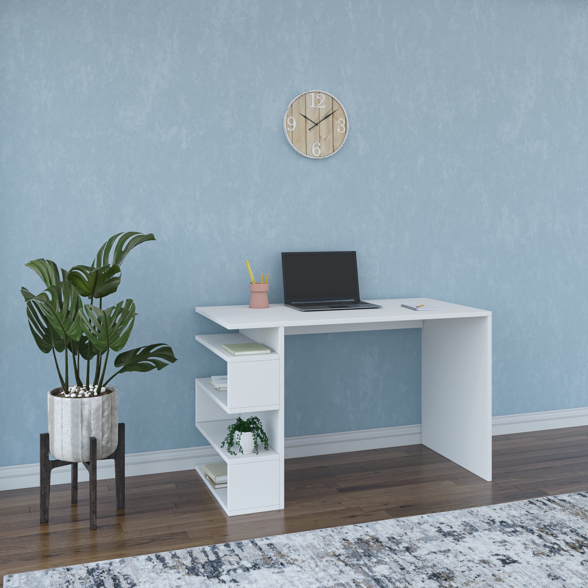 Ada Home Decor Furniture Multiple Tier White Saginaw Modern Desk