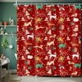 Red Christmas Shower Curtain Funny Dogs Xmas Holiday Decorative