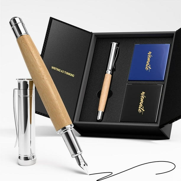 Set de Pluma Estilográfica WEMATE Punta Fina con 20 Cartuchos de Tinta y Estuche