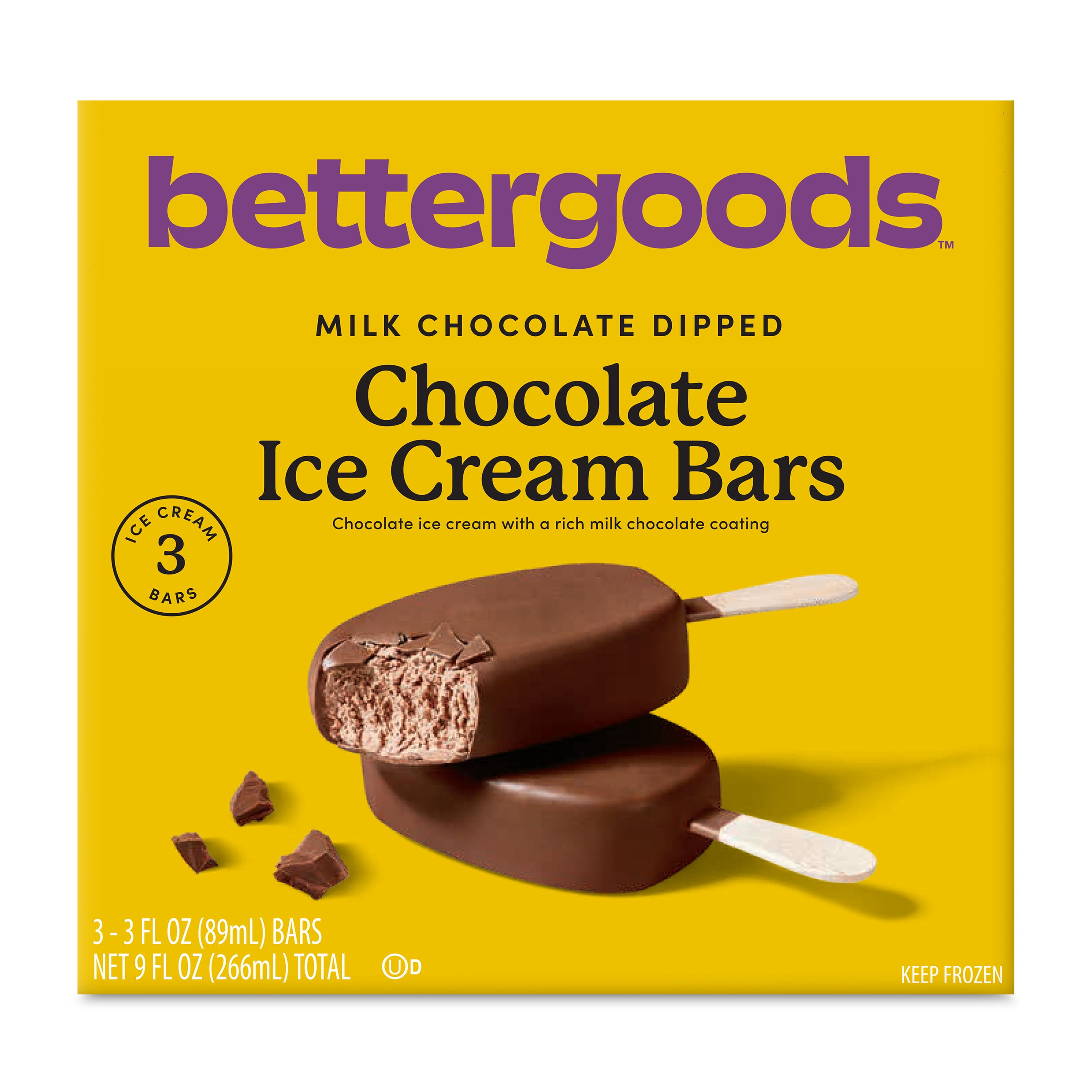 bettergoods Milk Chocolate Dipped Chocolate Ice Cream Bars, 3 fl oz, 3 Pack