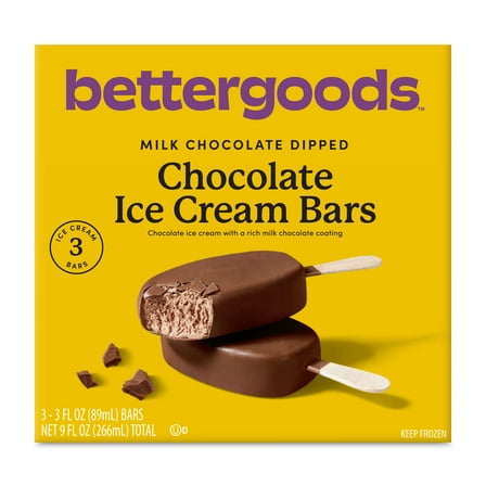 bettergoods Milk Chocolate Dipped Chocolate Ice Cream Bars, 3 fl oz, 3 Pack