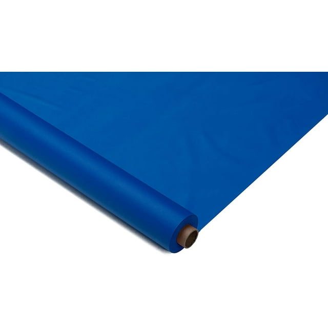 Exquisite 100 ft Blue Plastic Table Cloth Rolls 100 ft. x 40 in Disposable Blue Table Cover