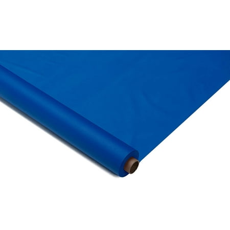 

Exquisite 100 ft Blue Plastic Table Cloth Rolls - 100 ft. x 40 in - Disposable Blue Table Cover Rolls