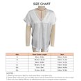 thumbnail image 3 of Camiseta con cuello en V y encaje para mujer, manga corta, informal, holgada, color puro, jersey de verano, Top blanco S, 3 of 3