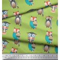 thumbnail image 2 of Soimoi Green Moss Georgette Fabric Owl Tribal Fabric Prints By Yard 42 Inch Wide, 2 of 3