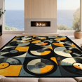 thumbnail image 2 of Design&I 8'x10' Washable Area Rug Extra Large Skid-Resistant Low Profile Record Vintage Music Vinyl Disc Guitar Musical Notes Cd Shape for Living Room, Family, 2 of 7