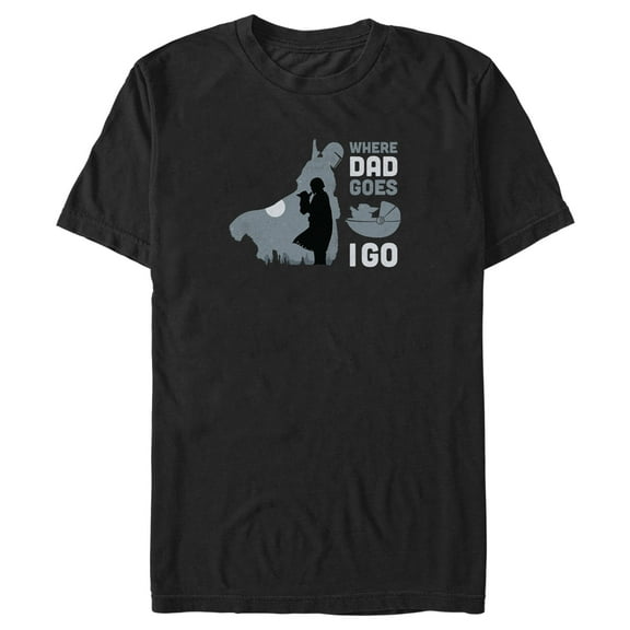 Men's Star Wars: The Mandalorian Grogu and Din Djarin Where Dad Goes I Go  Graphic Tee Black X Large