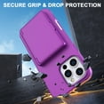 thumbnail image 4 of ELEHOLD Case for iPhone 16 Pro Max, Heavy-Duty Plastic Shockproof Wallet Case Stand Cover with Card Slots,Darkpurple, 4 of 6
