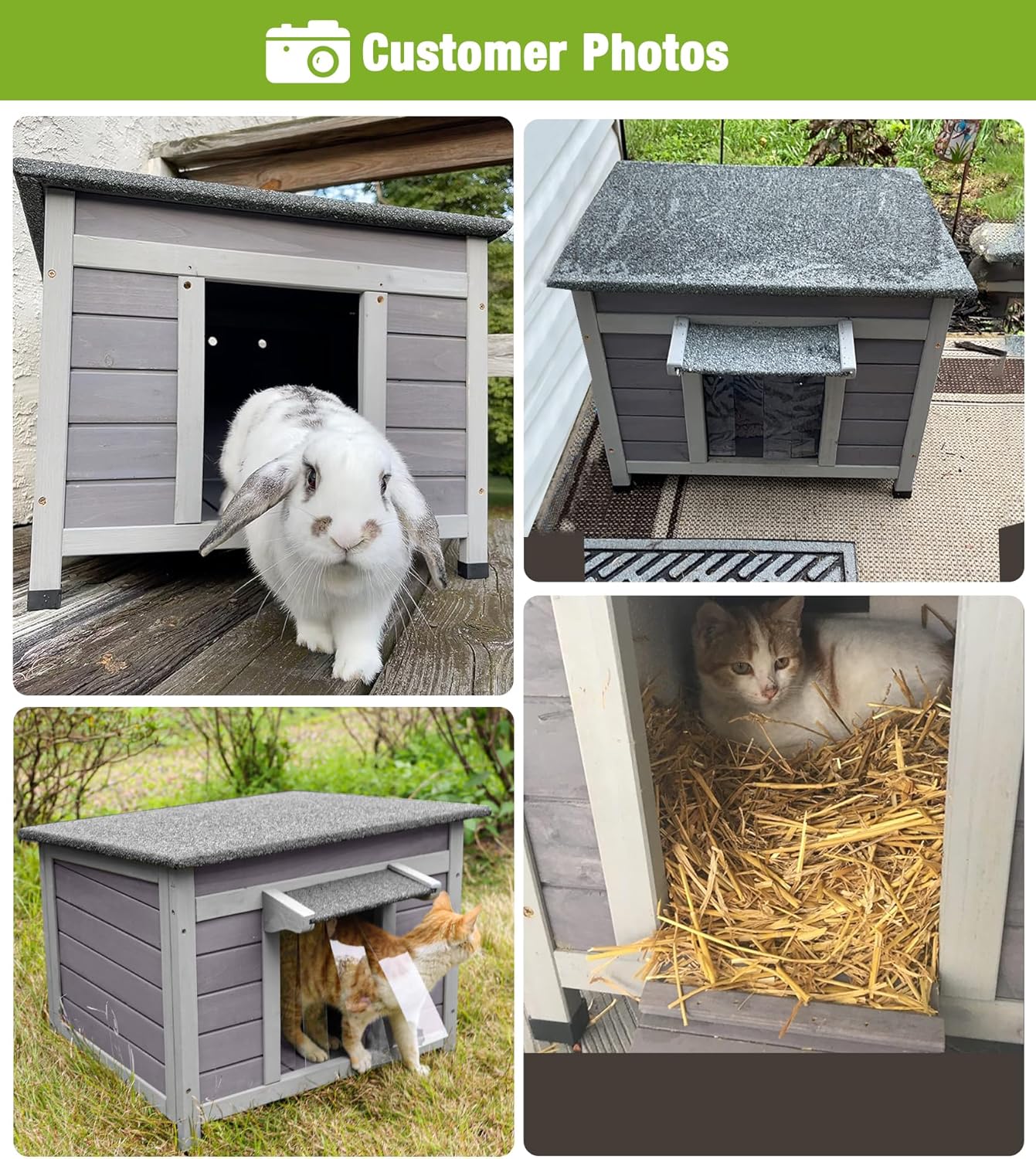 MEDEHOO Insulated Cat House with Insulated Liner for Outdoor Weatherproof, Wooden Outdoor Cat Shelter for Winter