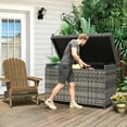 thumbnail image 3 of Dextrus 230 Gallon Wicker Deck Box, XL All-Weather Waterproof Outdoor Storage Box, Rattan Storage Bin - Gray, 3 of 9