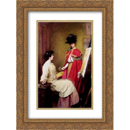 Emile Friant 2x Matted 20x24 Gold Ornate Framed Art Print 'Studio Visit'