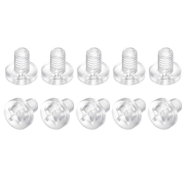 Unique Bargains M4x6mm Plastic Phillips Bolts PC Pan Head Machine Screws Transparent 100 Pack