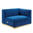 thumbnail image 4 of Modular Loveseat Sofa Couch, Blue Navy, Velvet, Living Kitchen Cafe Bistro Hospitality Restaurant, Modern Contemporary Boutique HB34118, 4 of 11
