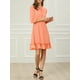 thumbnail image 5 of INSPIRE CHIC Vestido A-Line de Chifón con Volantes en Capa y Mangas 3/4 con Goma M Salmón, 5 of 7