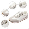 thumbnail image 5 of Rokment White Running Walking Shoes for Women 2026 Spring Fall Comfortable Leather Suede Patchwork Zip up Memory Foam Skate Fashion Sneakers Casual Tennis Flat Grey Size 6, 5 of 7