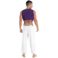 thumbnail image 4 of Mens Halloween Costume Mythical Prince Aladin Carnival Cosplay Party Outfit Sequin Trim Waistcoat With Belted Pants, 4 of 5