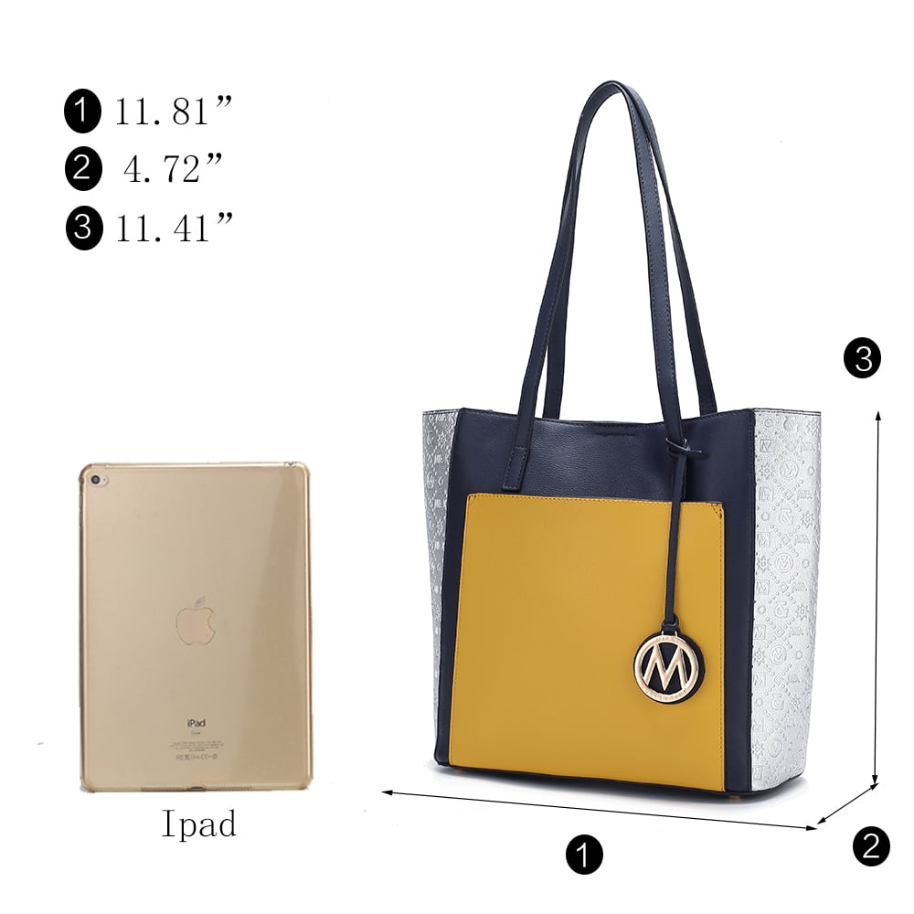 MKF Collection Leah Vegan Leather Women's Tote Bag, Color Block Sleek Shoulder Bag Purse Handbag by Mia K - Black