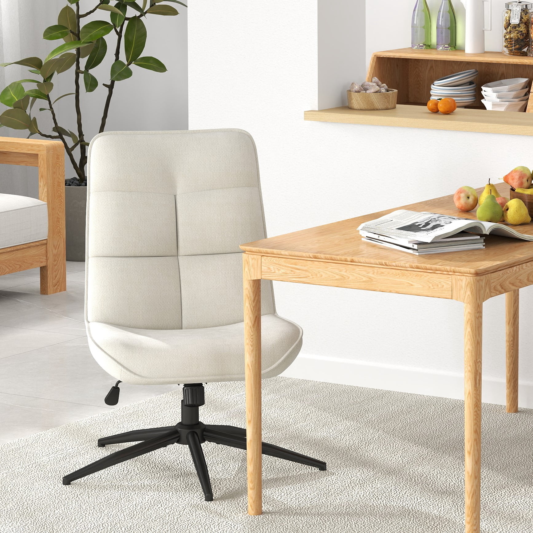 Homy Casa Gaming Chair, Ergonomic Office Chair with Swivel, Adjustable Height and Tilting, Beige