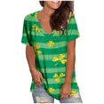 thumbnail image 2 of Liquidation! Mode Femmes Été Imprimé T-Shirt Col en V Manches Courtes Blouse Décontractée Offres Éclair Palettes de Retour 68, 2 of 5