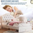 thumbnail image 3 of Tamaño individual velvet forrado cama de plataforma con LED lights - crystal button cabecero, almacenamiento cajón, noise-free, no box spring, princess cama para teens, beige, cozy y elegant, 3 of 8