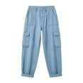 thumbnail image 4 of Edvintorg Women Cargo Pants Plus Size Fashion Outdoor Hiking Travel Elastic Waisted Casual Workout Cuffed Trouser with Pockets Women's Clothes Light Blue M, 4 of 7