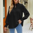 thumbnail image 2 of BLVB Womens Spring Fall Tunic Tops Crewneck Fold Button Long Sleeve Shirts Solid Casual Loose Ladies Dressy Blouse, 2 of 4