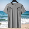 thumbnail image 2 of Plus Size Big & Tall Men's Quick Dry Thin Short Sleeve Crewneck T-Shirt Casual Summer Sports Top Tee Breathable Moisture Wicking Lightweight Workout Gym Running Travel Vacation, 2 of 5
