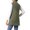 thumbnail image 3 of INSPIRE CHIC Women's Long Puffer Vest Stand Collar Sleeveless Puffy Jackets Lightweight Gilet Quilted Warm Coat M Army Green, 3 of 6