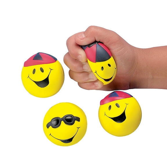 Fun Express - Goofy Smile Face Stress Balls - Toys - Balls - Relaxables - 12 Pieces