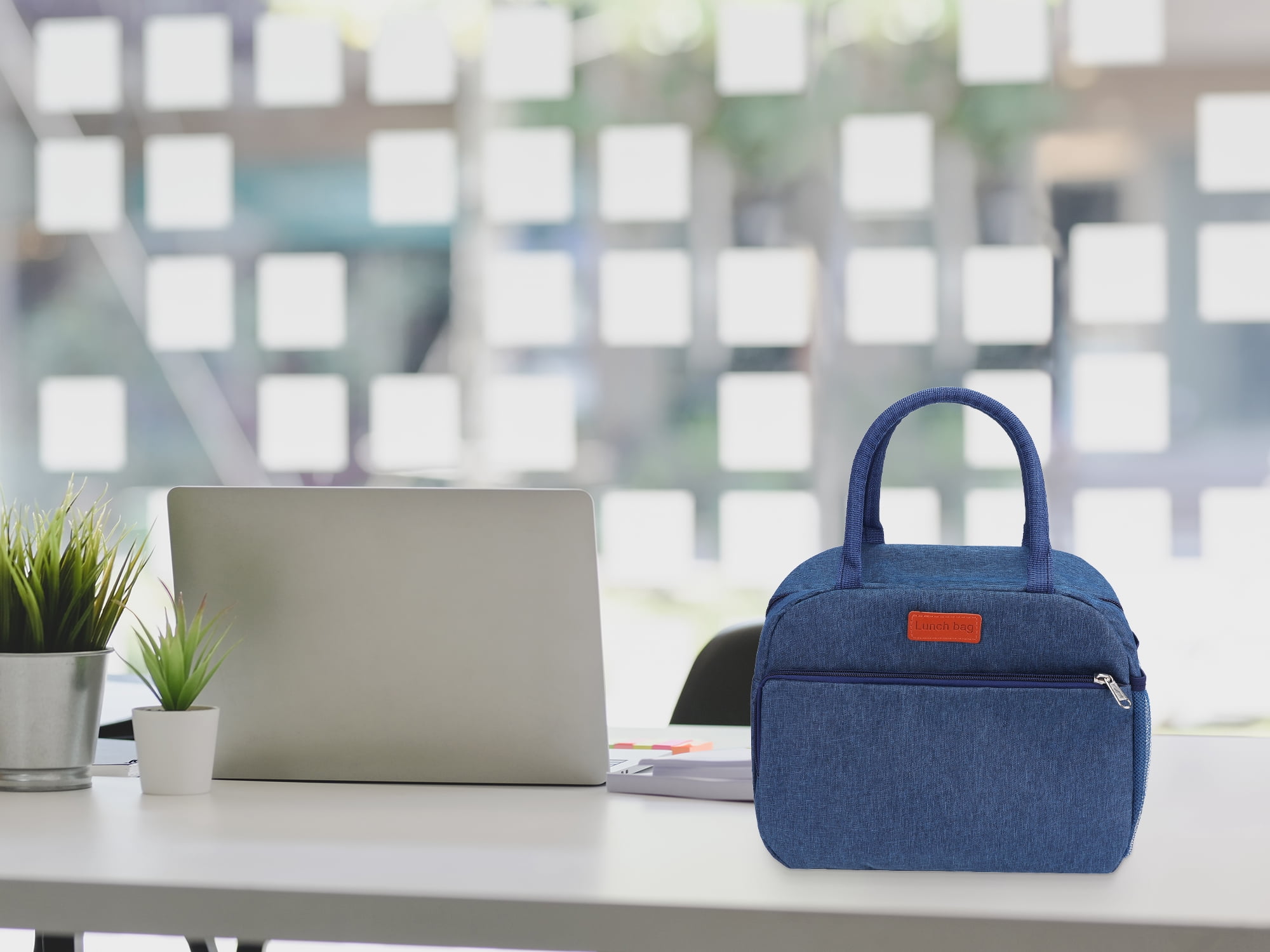 Unique Bargains Insulated Bag Lunch Bag Cooler Bag for Work Office Navy Blue