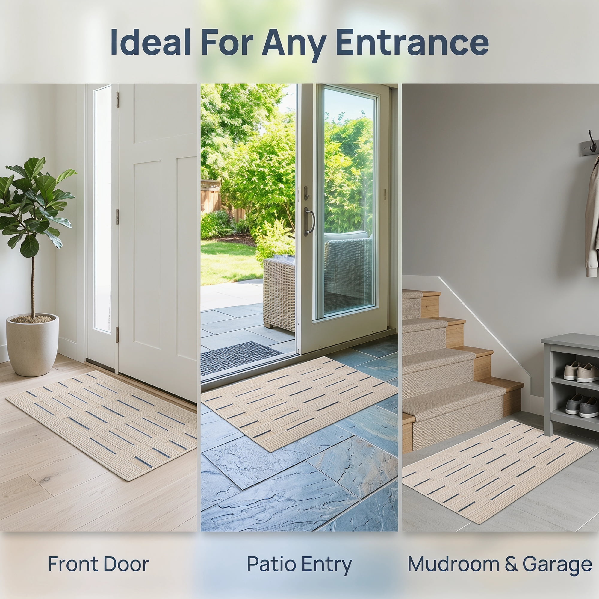 Unique Bargains Geometric Door Mat Indoor Outdoor Waterproof Welcome Mat Khaki 32" x 20"