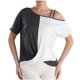 thumbnail image 1 of Tops de Hombro Frío para las Mujeres Color Coincidencia Manga Corta Irregular, Camiseta de Hombro para el Verano, 1 of 4