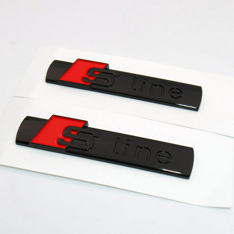 US85 Audi Sport S-LINE Side Fender Left & Right Nameplate 3D Marker Logo  Emblem Decal Badge Sticker Decoration 2Pcs (Gloss Black) 