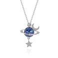 thumbnail image 1 of Collar de plata Oso de Fresa Universo Estrella Luna Cristal 925, 1 of 5