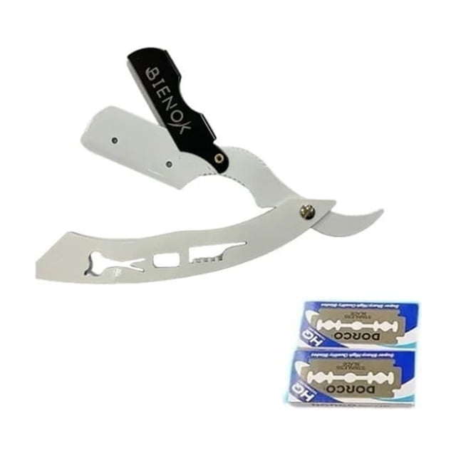 Kit de maquinillas de afeitar con 20 piezas de repuesto para barbería Bienok White