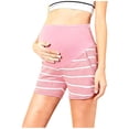thumbnail image 5 of Zulora Pregnancy Maternity Shorts High Waist Over Belly Ribbed Striped Casual Pocket Summer Shorts For Pregnant Women​, 5 of 6