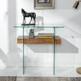 thumbnail image 2 of Ivinta Modern Console Table, Brown - Wood and Glass Entryway Sofa Desk with Storage, 2 of 10