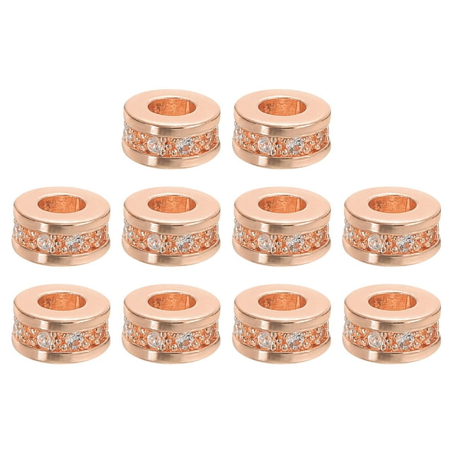 Unique Bargains Perles Intercalaires Rondes, 10 Pcs 8mm - Perles Intercalaires Rondes en Zircon pour Fabrication de Bijoux (Blanc - Or Rose)
