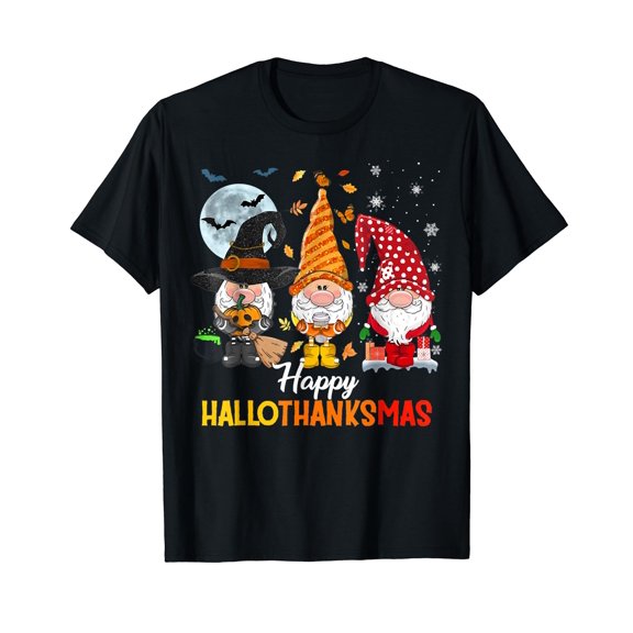 Gnomes Lover Halloween Merry Christmas Happy Hallothanksmas T-Shirt