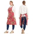 thumbnail image 5 of APRONNER Delantales de algodón y lino para hornear, talla grande, para mujer, con bolsillos, cocina, granada roja, 5 of 5