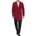 thumbnail image 2 of INSPIRE CHIC Men's Coats Solid Color Notched Collar Single Breasted Winter Long Coat XL Burgundy, 2 of 7